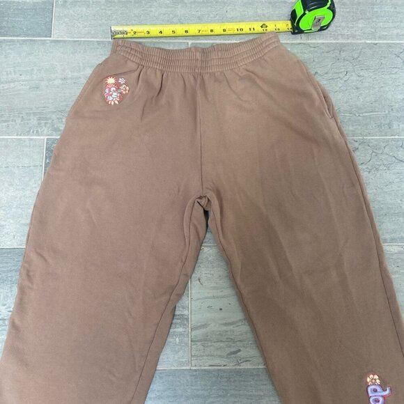 DAYDREAMER Embroidered Flower Logo Boyfriend Sweatpants Brown/Tan Size Medium - Picture 9 of 13